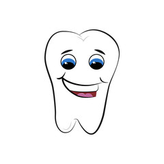Illustration of smiling tooth isolated on white background