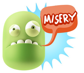 3d Illustration Sad Character Emoji Expression saying misery wit