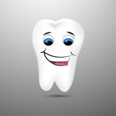 Smiling cartoon tooth. Vector illustration