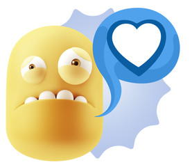 3d Illustration Sad Character Emoji Expression saying Heart Shap