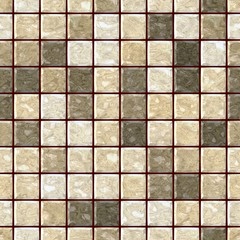 natural beige marble stony mosaic seamless pattern texture background with dark brown grout - regular squares