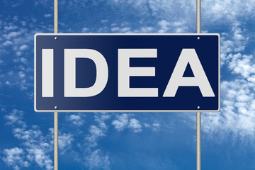 Signpost on blue nameplate on sky background