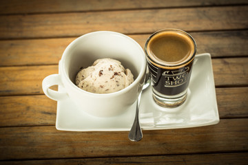 Affogato coffee with ice cream