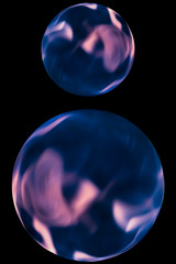 Reflection of bright flame of bonfire in a sphere like a mystica