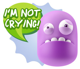 3d Illustration Sad Character Emoji Expression saying I'm Not Cr