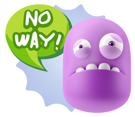 3d Illustration Sad Character Emoji Expression saying No Way wit