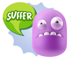 3d Illustration Sad Character Emoji Expression saying Suffer wit