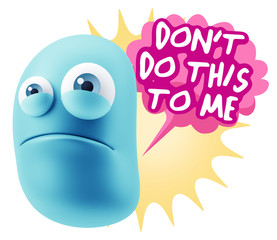 3d Illustration Sad Character Emoji Expression saying Don't do t