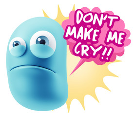 3d Illustration Sad Character Emoji Expression saying Don't Make