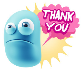3d Illustration Sad Character Emoji Expression saying Thank You
