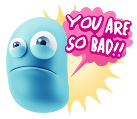 3d Illustration Sad Character Emoji Expression saying You are so