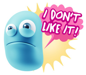 3d Illustration Sad Character Emoji Expression saying I Don't Li