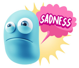 3d Illustration Sad Character Emoji Expression saying Sadness wi
