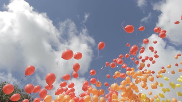 a lot of balloons in the sky