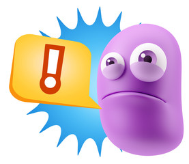 3d Illustration Sad Character Emoji Expression saying Exclamatio