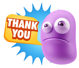 3d Illustration Sad Character Emoji Expression saying Thank You