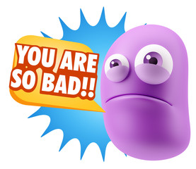 3d Illustration Sad Character Emoji Expression saying You are so