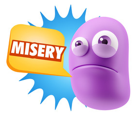 3d Illustration Sad Character Emoji Expression saying misery wit