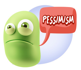 3d Illustration Sad Character Emoji Expression saying Pessimisti