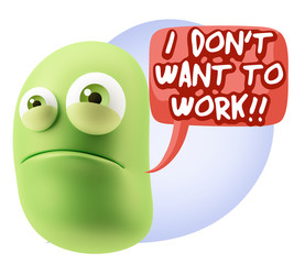 3d Illustration Sad Character Emoji Expression saying I Don't Wa