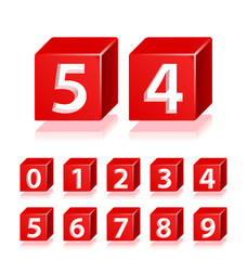High Quality 3d Red Numbers with Cavalier Perspective on White Background.