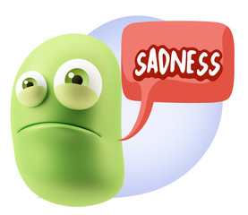 3d Illustration Sad Character Emoji Expression saying Sadness wi