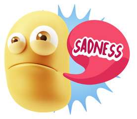 3d Illustration Sad Character Emoji Expression saying Sadness wi