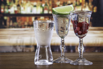 Alcohol set with background. 