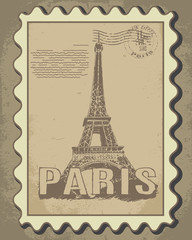 Postage Stamp with Eiffel tower