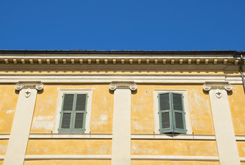 Fototapeta na wymiar Italian villa with a detailed Greek style columns