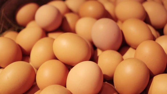 Chicken eggs in a basket