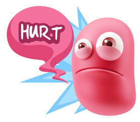 3d Illustration Sad Character Emoji Expression saying Hurt with