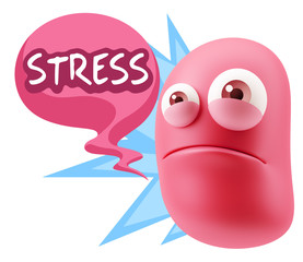 3d Illustration Sad Character Emoji Expression saying Stress wit