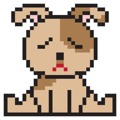 Fototapeta premium illustration design pixel art dog sad