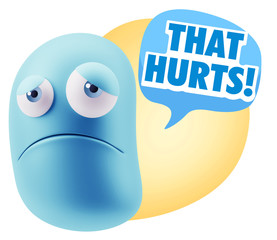 3d Illustration Sad Character Emoji Expression saying That Hurts