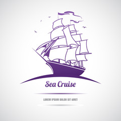 Label with sailing. Sea cruise.