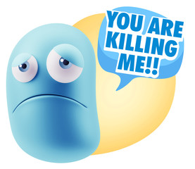 3d Illustration Sad Character Emoji Expression saying You are Ki