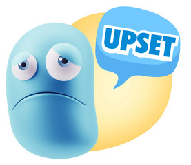 3d Illustration Sad Character Emoji Expression saying Upset with