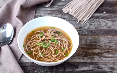 Spicy asian soup with soba noodles