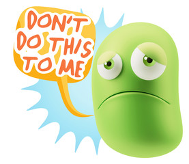 3d Illustration Sad Character Emoji Expression saying Don't do t