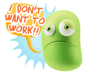 3d Illustration Sad Character Emoji Expression saying I Don't Wa