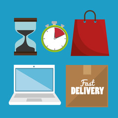 laptop digital delivery fast design isolated vector illustration eps 10
