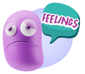 3d Illustration Sad Character Emoji Expression saying Feelings w