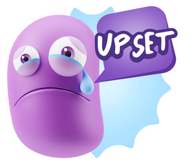 3d Illustration Sad Character Emoji Expression saying Upset with