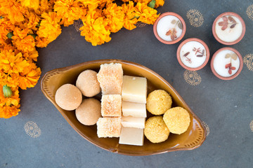 Indian sweets in a plate ready for celebration