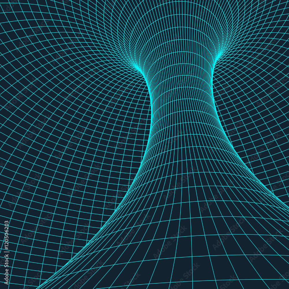 Poster wireframe torus with connected lines and dots . mesh polygonal element. vector illustration eps10.