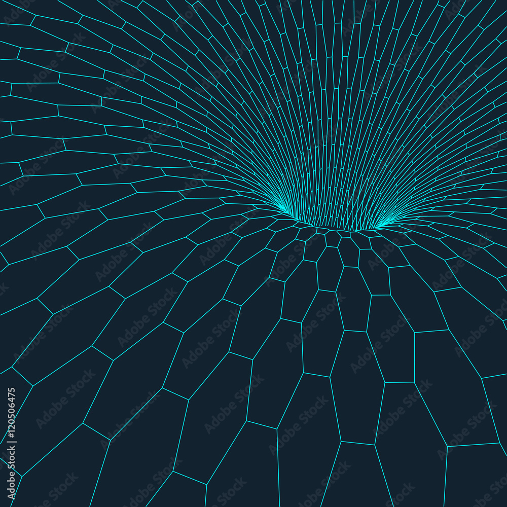 Poster wireframe torus with connected lines and dots . mesh polygonal element. vector illustration eps10.