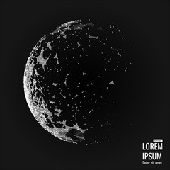 Abstract 3d Illuminated distorted Mesh Sphere . Neon Sign . Futuristic Technology HUD Element . Elegant Abstract Destroyed Sphere . Big data visualization .