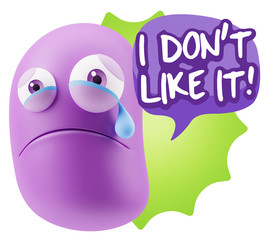 3d Illustration Sad Character Emoji Expression saying I Don't Li