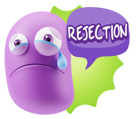 3d Illustration Sad Character Emoji Expression saying Rejection